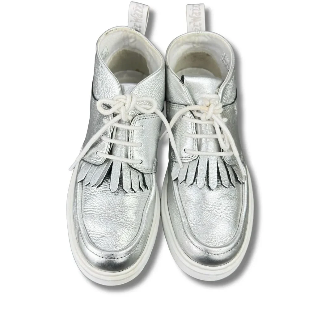 Dr Martens Shoes Jemima Womens Sz 5 Silver Kiltie Chukka Leather Moc Boots